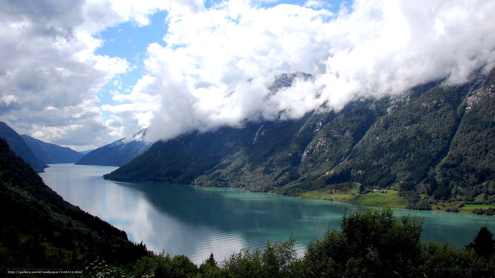fjord landscape with clouds