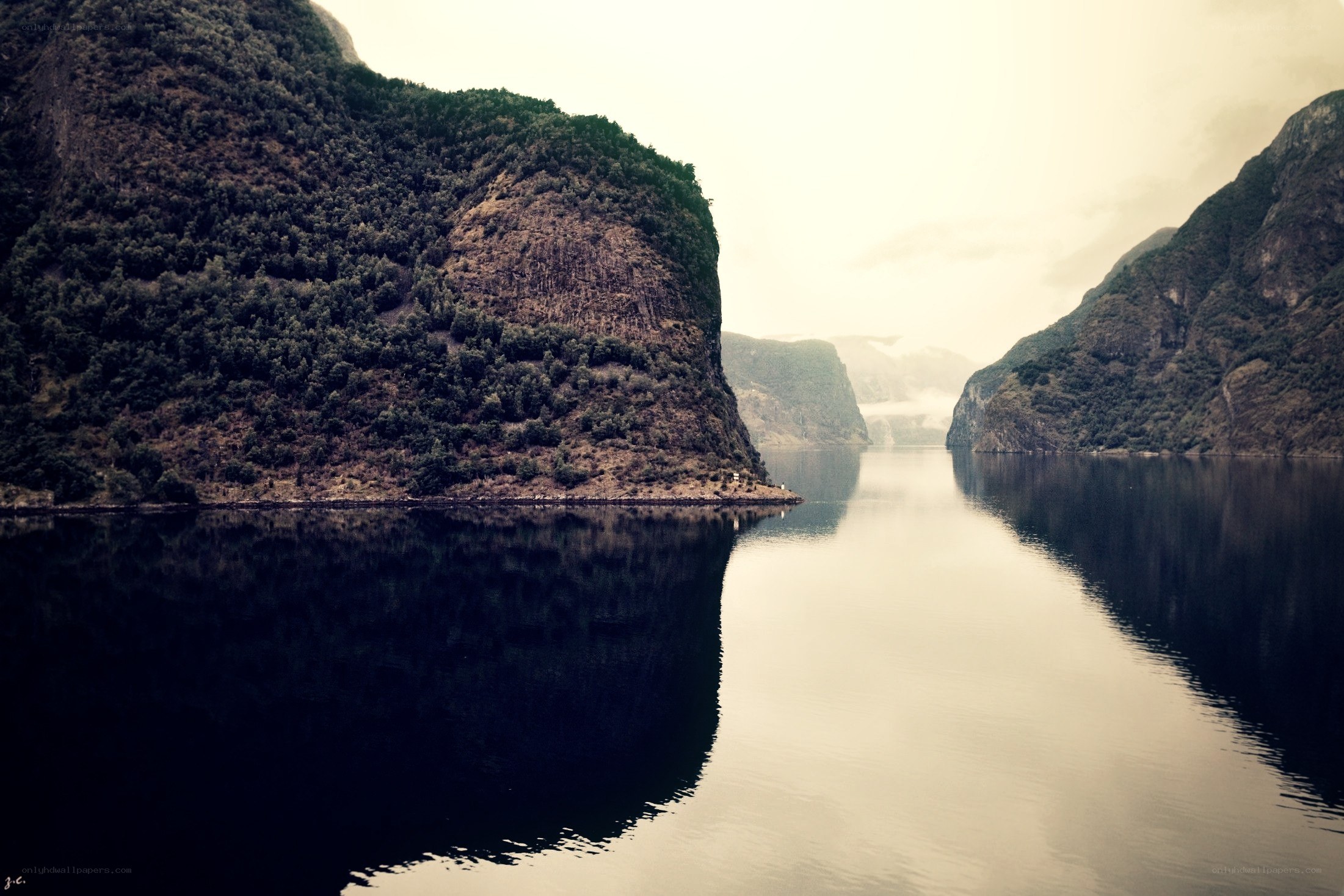 fjord landscape with mountains