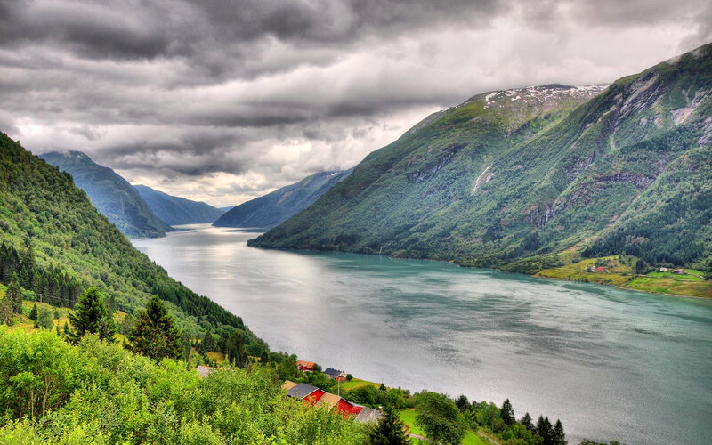 fjord landscape with mountains