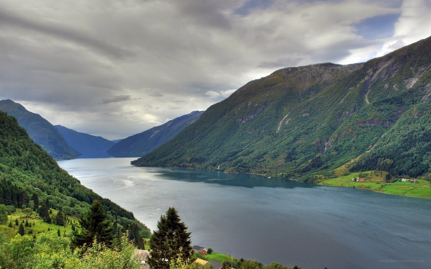 fjord landscape with mountains