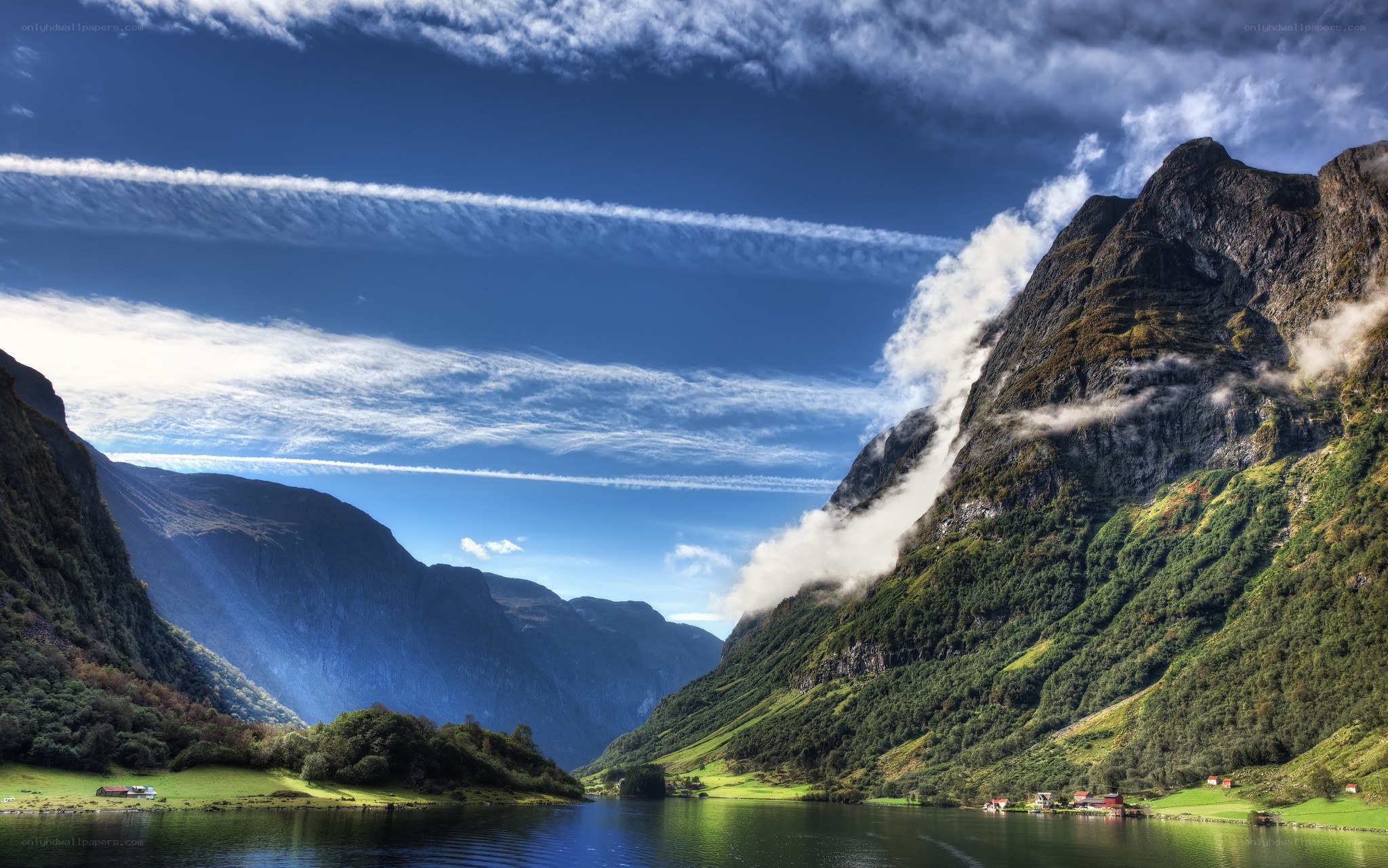 fjord landscape with mountains