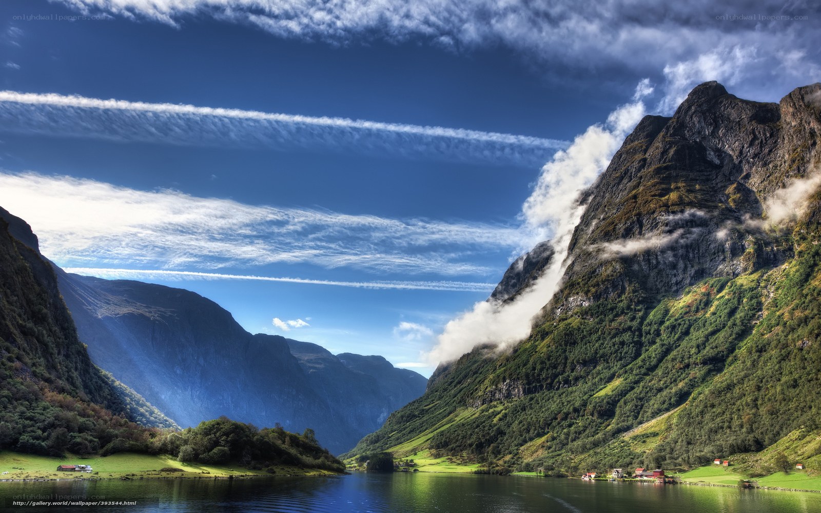 Fjord landscape with mountains