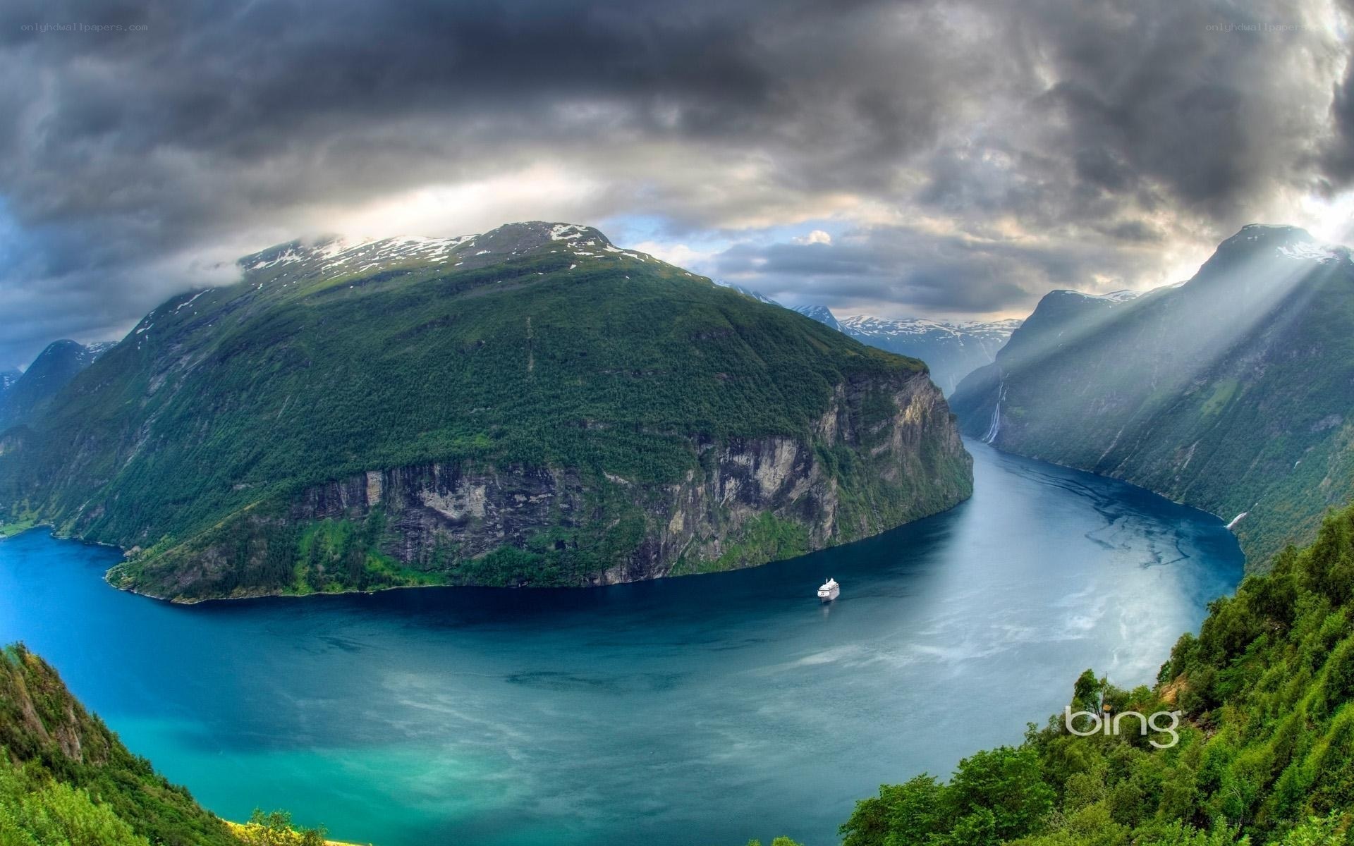 fjord with cruise ship