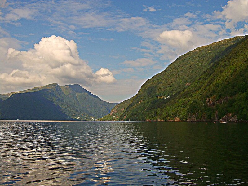 Fjord with Green Mountains