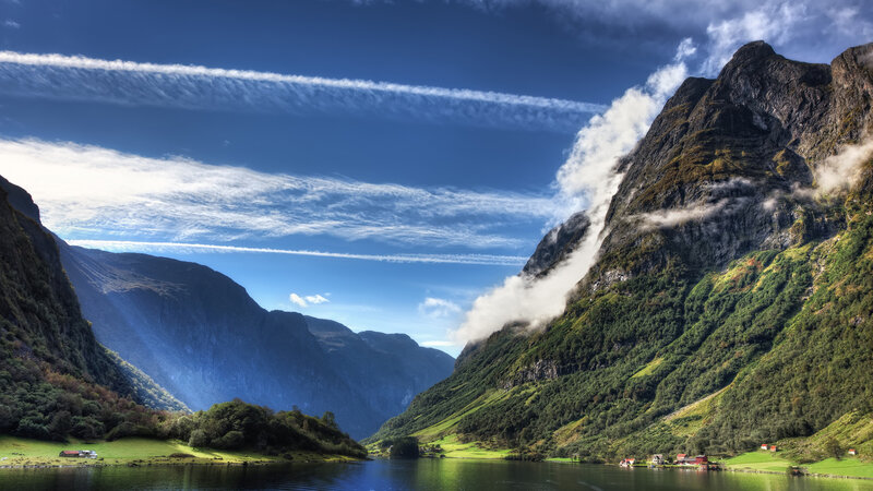 Fjord with Mountains — Blue, Dramatic, Afternoon