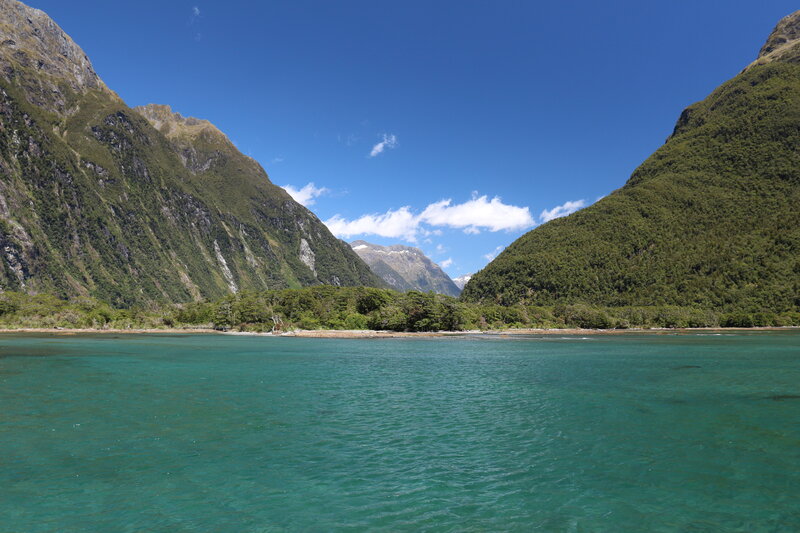 Fjord with Mountains — Blue, Serene, Afternoon, Photograph, Trees, Water