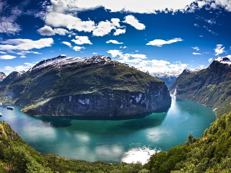 Fjord with Mountains — Blue, Serene, Afternoon