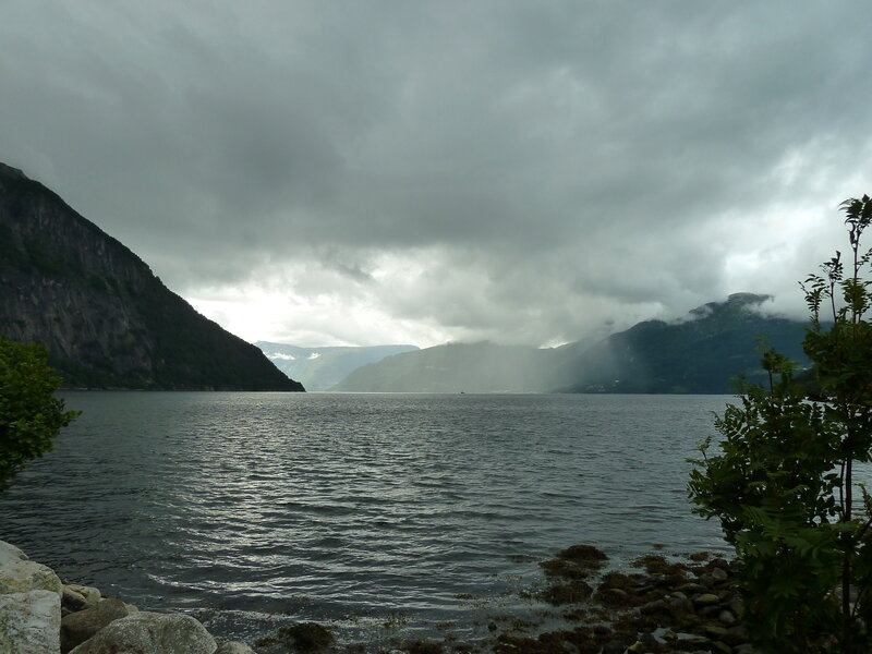 Fjord with Mountains — Gray, Dramatic