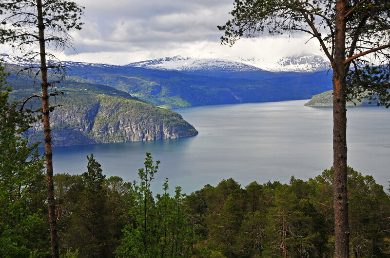 Fjord with Snow-capped Mountains — Blue, Serene, Spring
