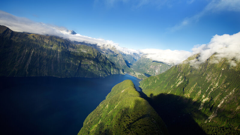 Fjord with Steep Mountains — Green