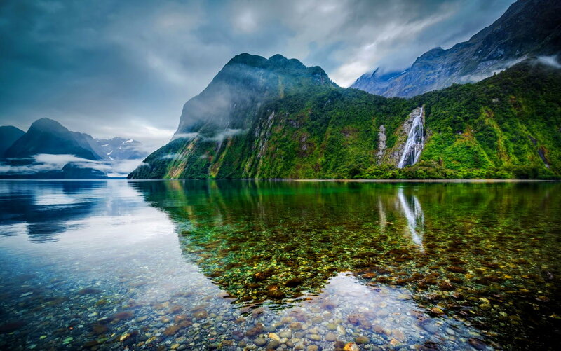 Fjord with Waterfall
