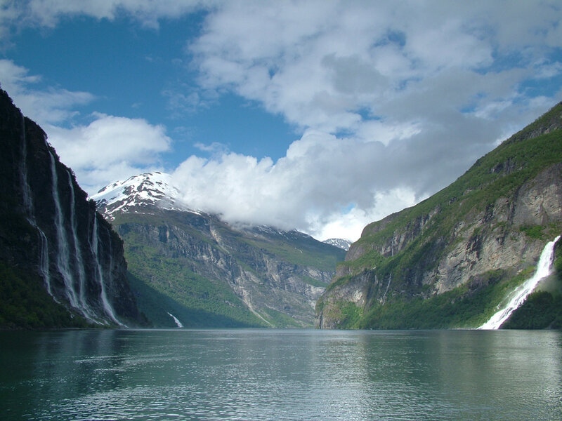Fjord with Waterfalls