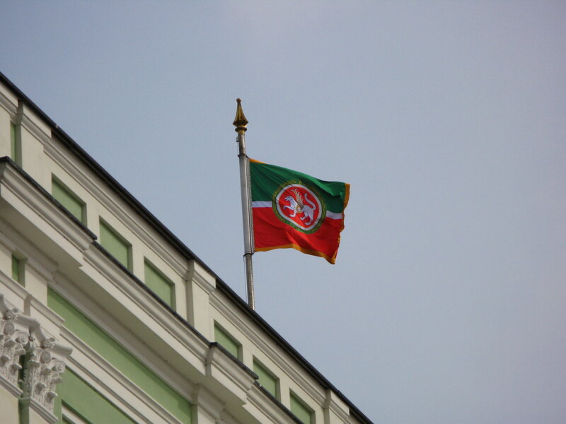 flag on building roof