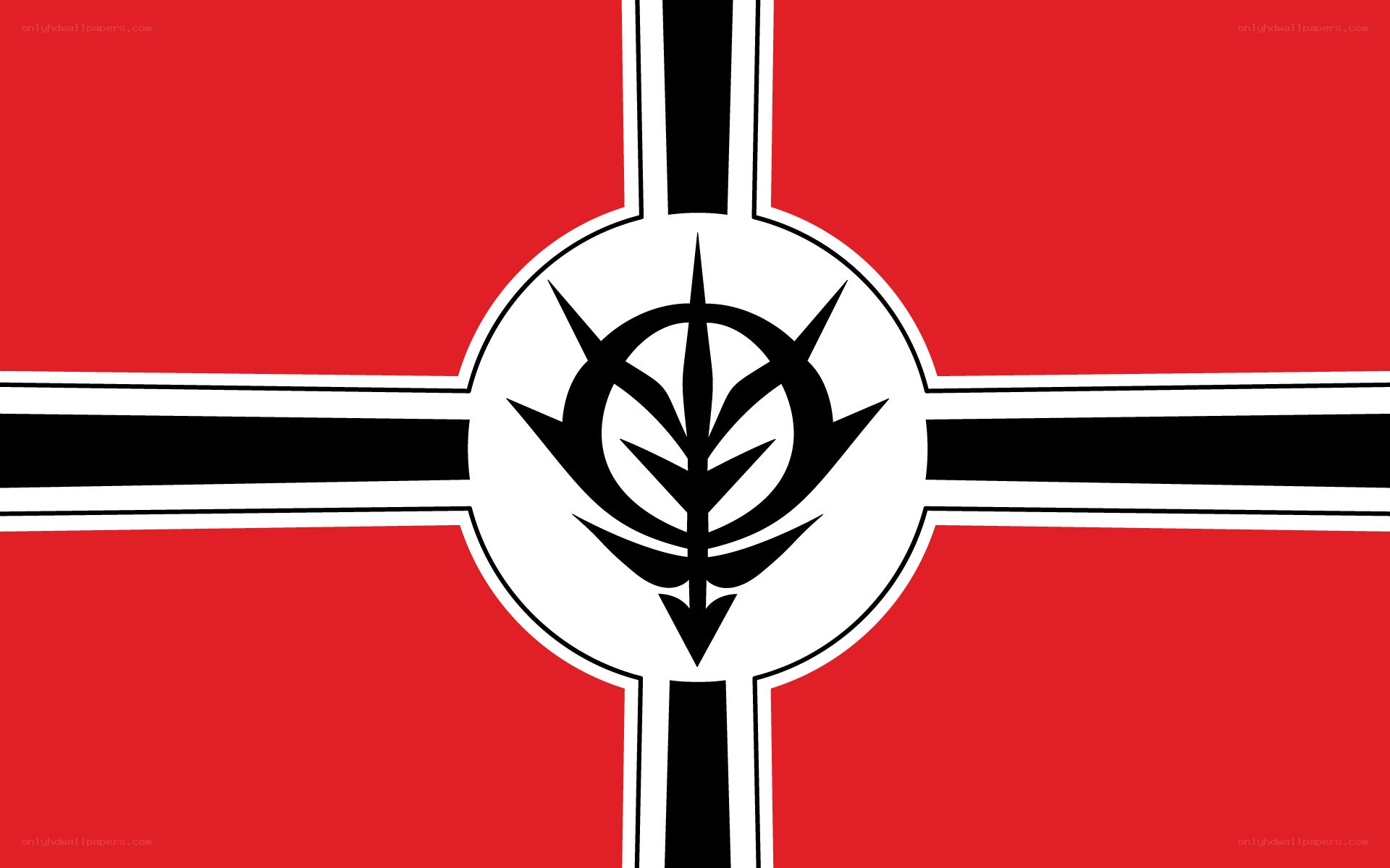 flag with stylized emblem