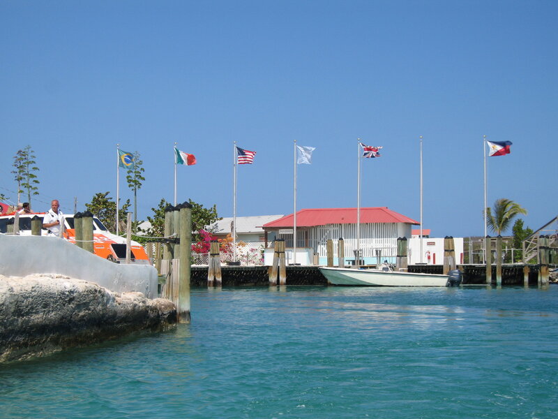 Flags at a tropical dock
