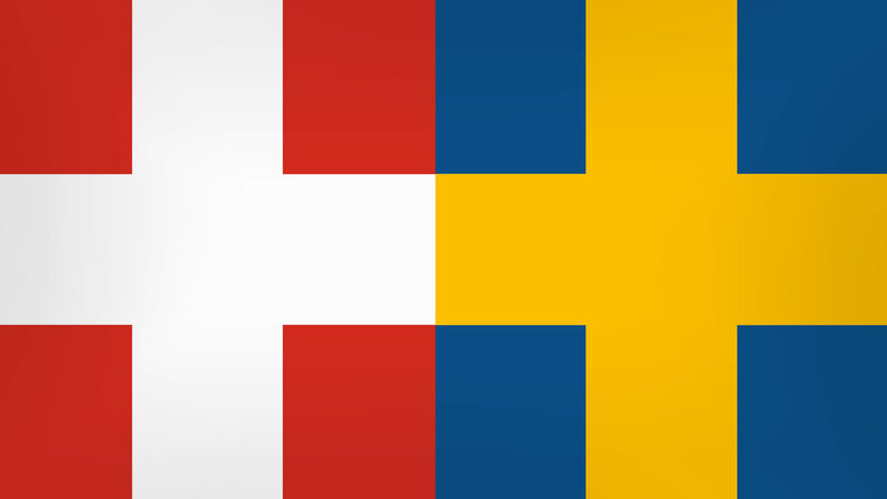 Flags of Denmark and Sweden