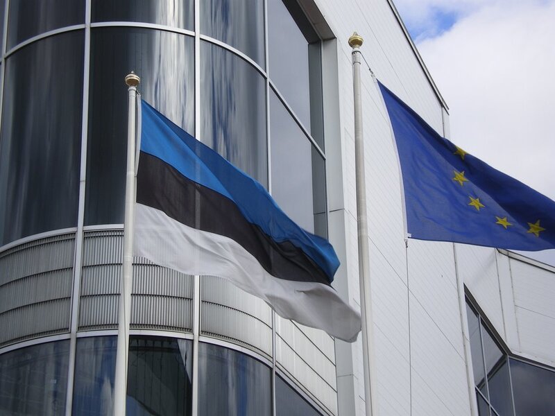 Flags of Estonia and EU