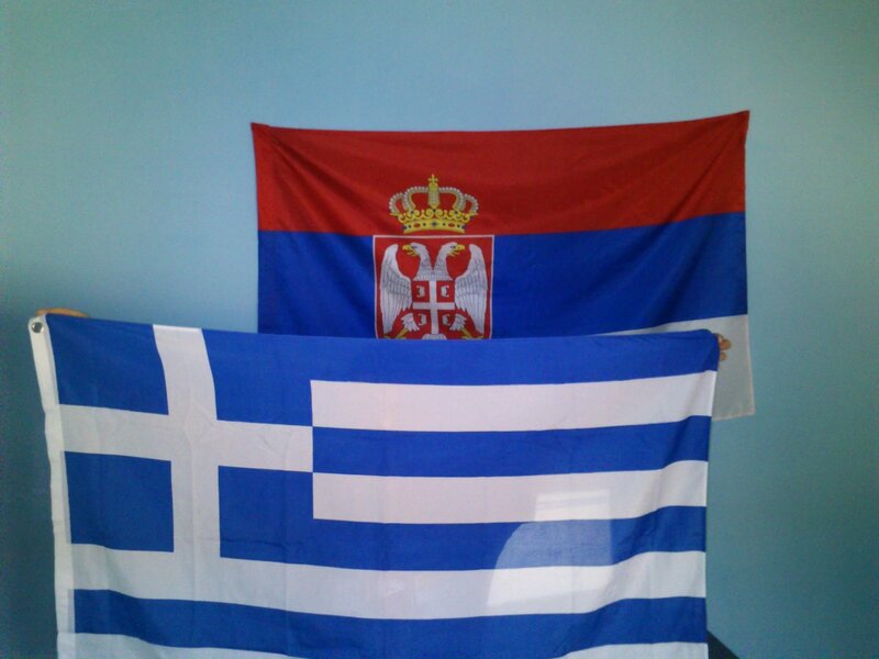 Flags of Serbia and Greece