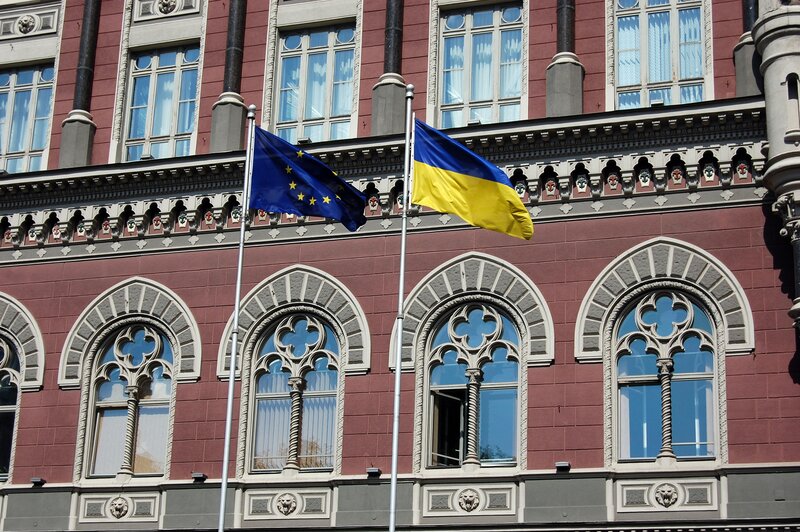 Flags of Ukraine and EU
