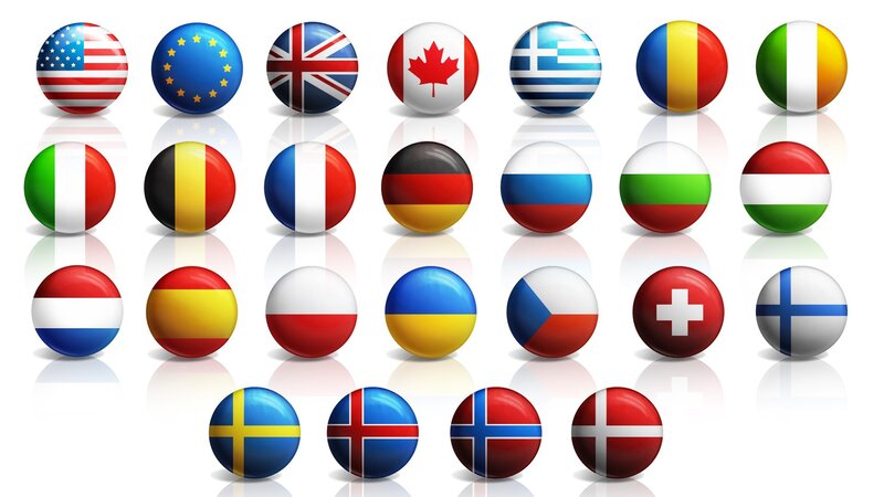 Flags of Various Countries — Red, Neutral