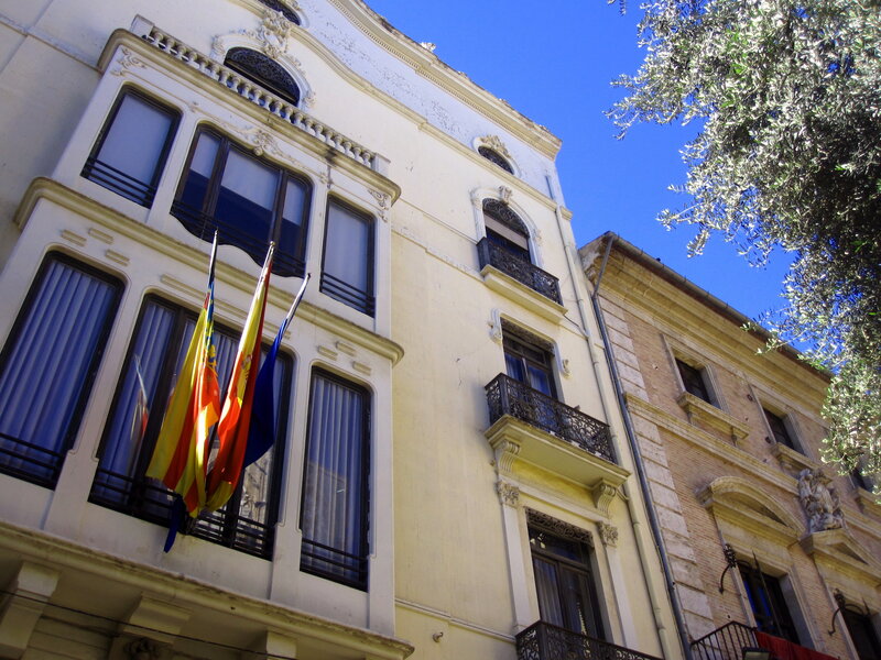 Flags on Building Facade
