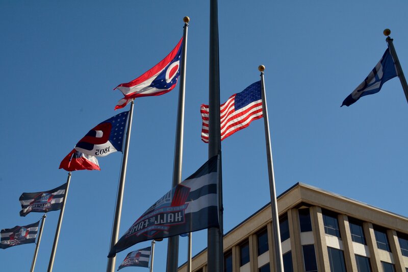 Flags on Flagpoles — Blue