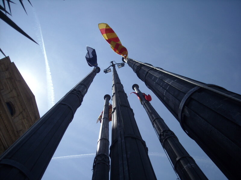 Flags on tall poles