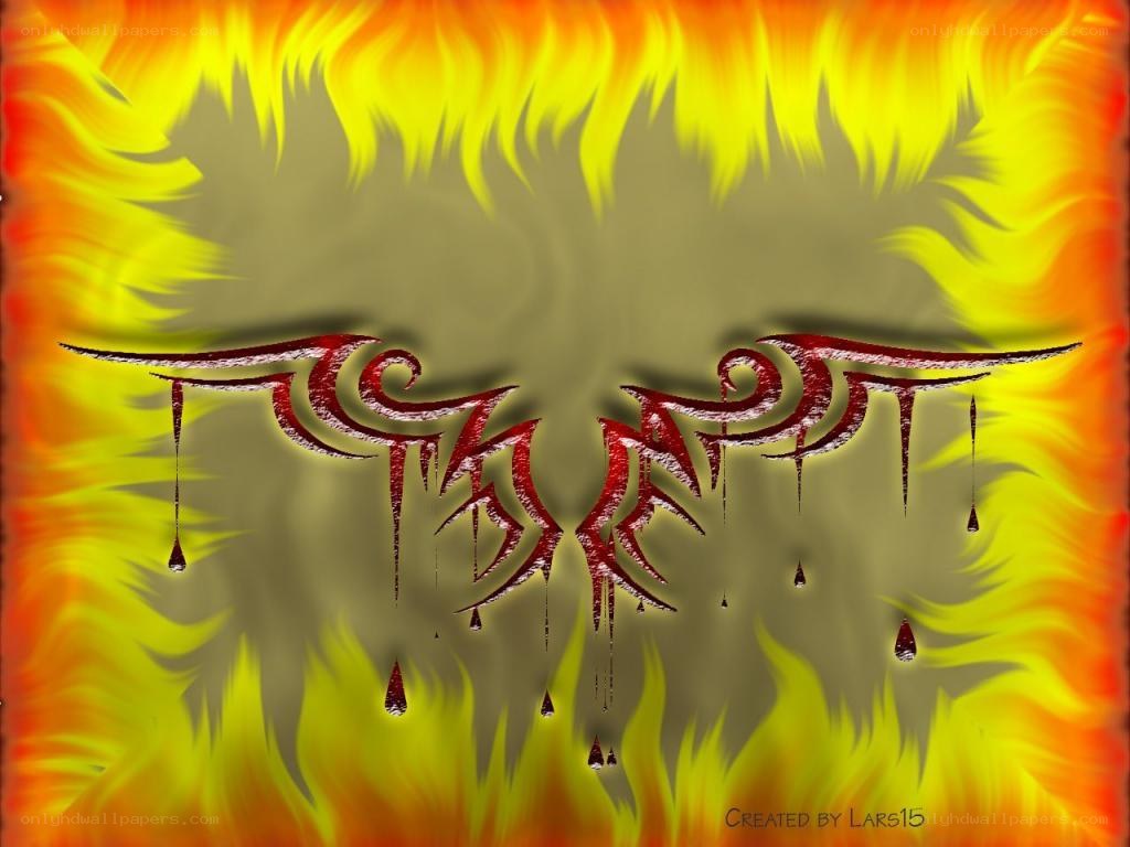 flame and blood text art