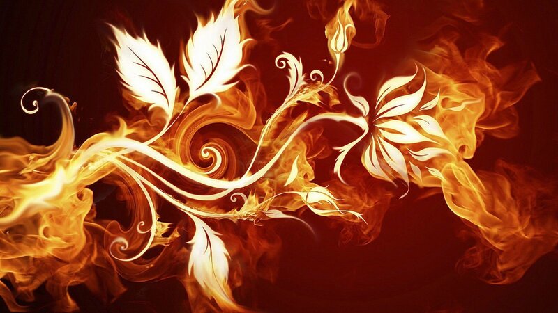 Flame and Leaf Design — Red, Dramatic