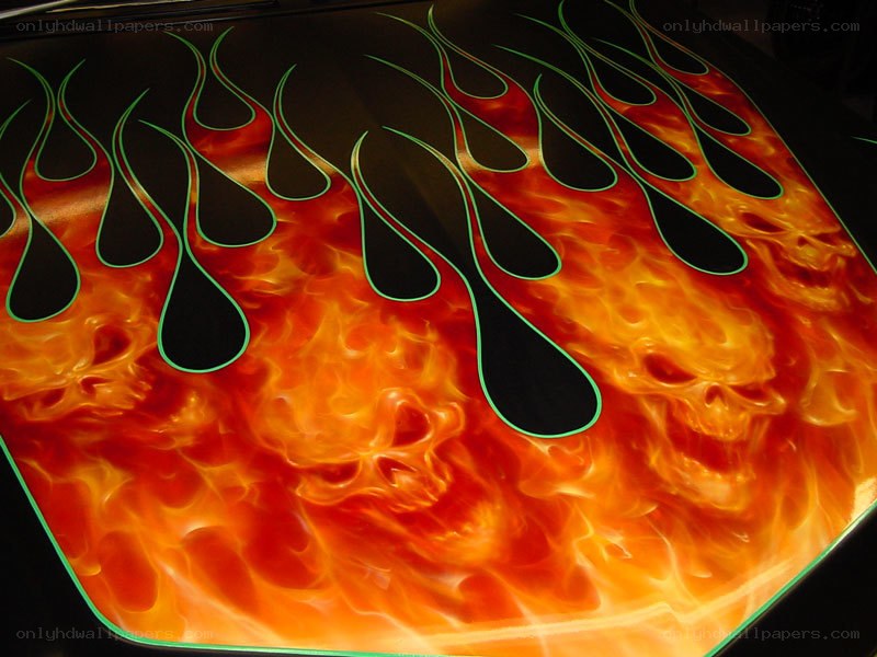 flame and skull car art