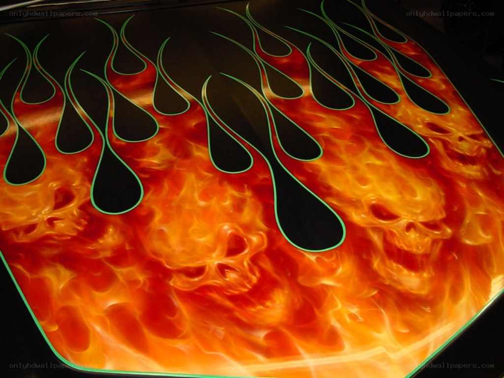 flame and skull car art
