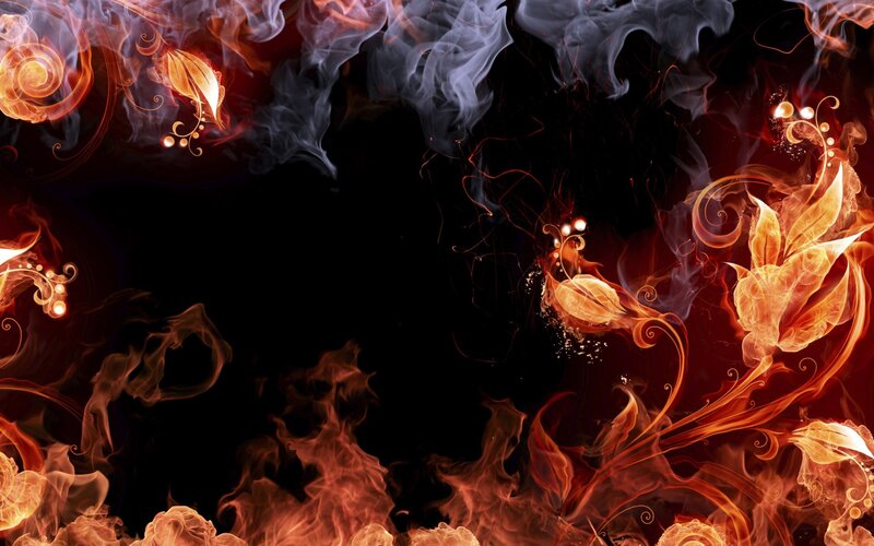 Flame and Smoke Design — Black, Dramatic, Digital Art