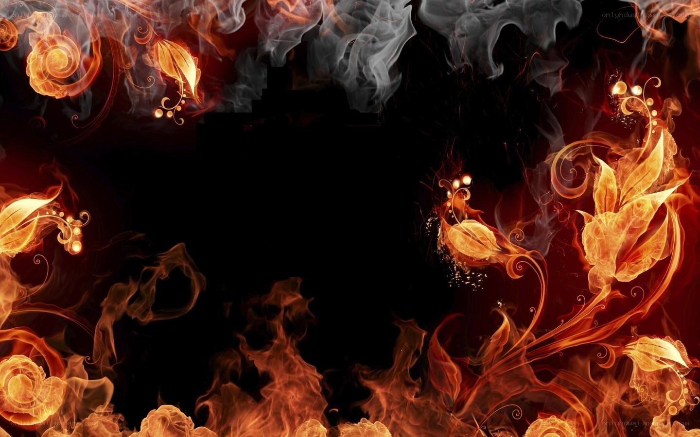 flame and smoke floral design