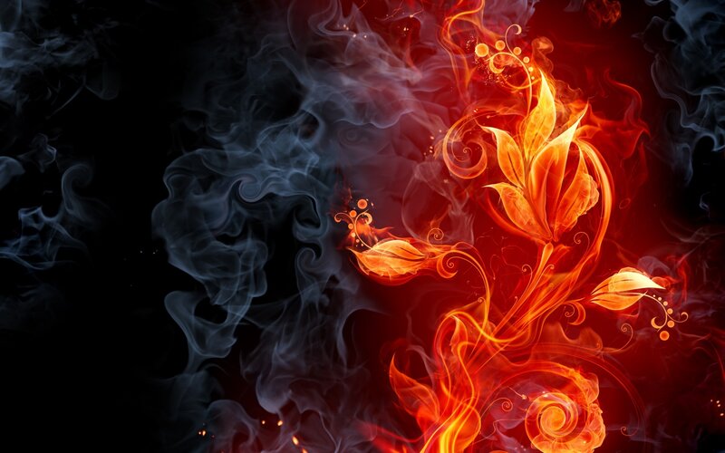 Flame and smoke floral design