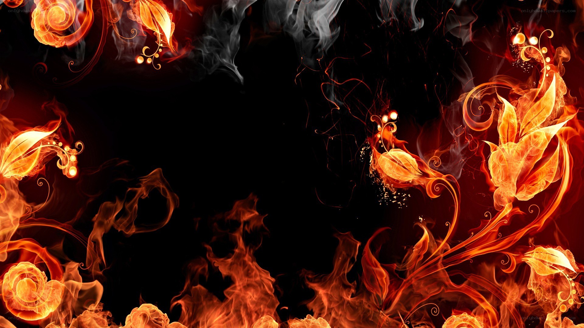 flame and smoke floral design