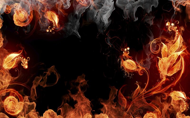 Flame and Smoke Floral Design — Black