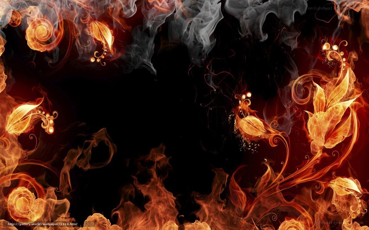flame and smoke floral design