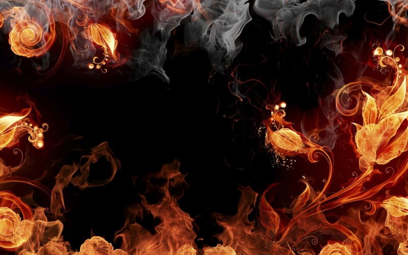 Flame and Smoke Patterns — Black, Dramatic, Digital Art