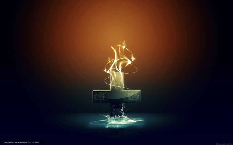 Flame and Water Cross — Black, Dramatic