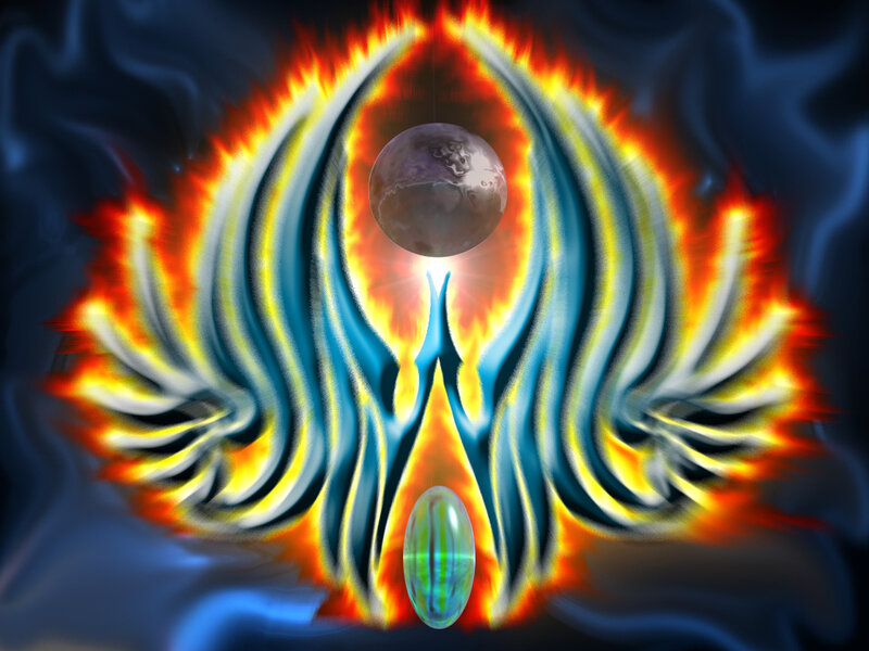 flame and wings symbol