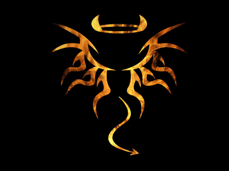 flame angel and devil symbol