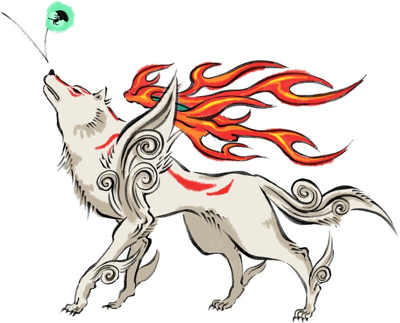 flame-backed wolf howling
