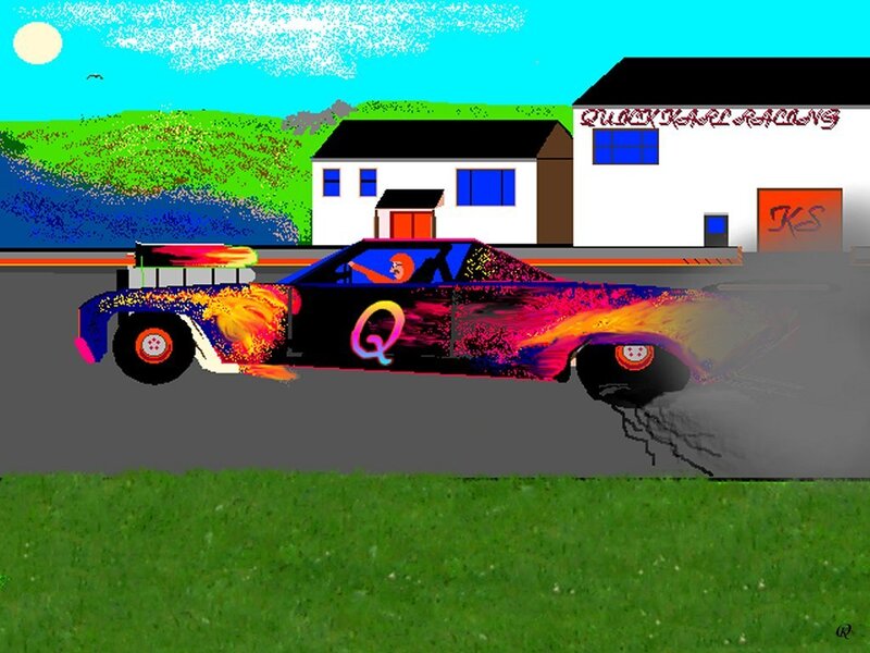 Flame car racing scene