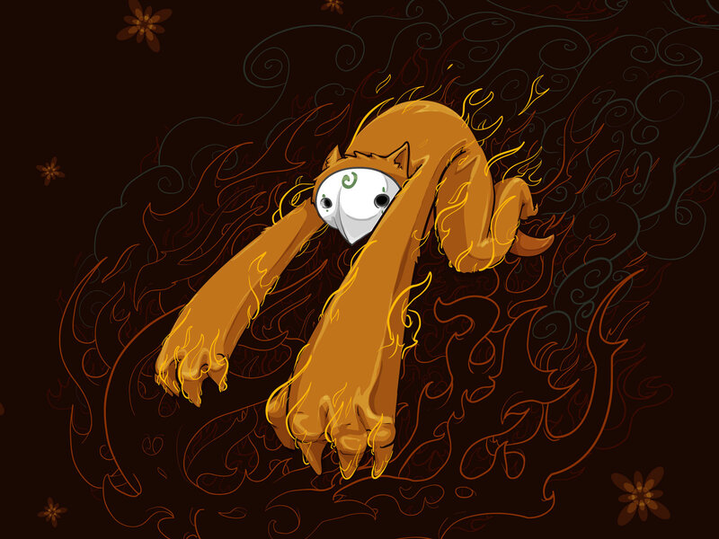 flame-covered creature illustration