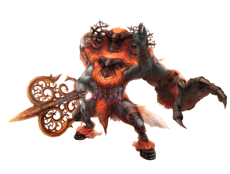 Flame-covered Demon Warrior — Orange