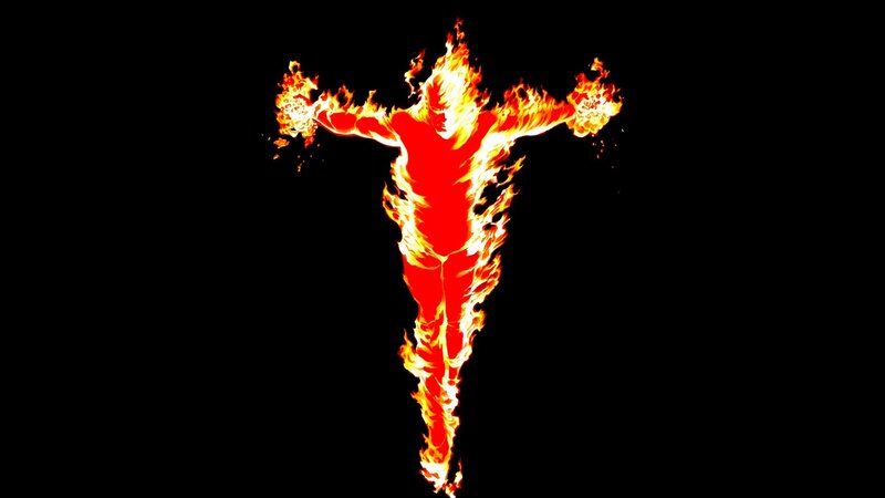 Flame-covered Figure — Red, Dramatic, Digital Art