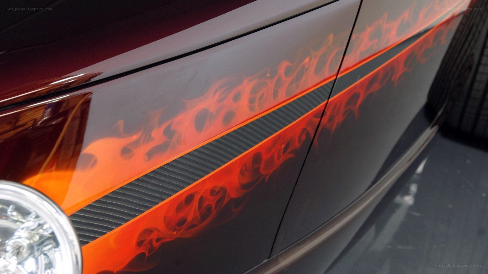 flame decal on car door