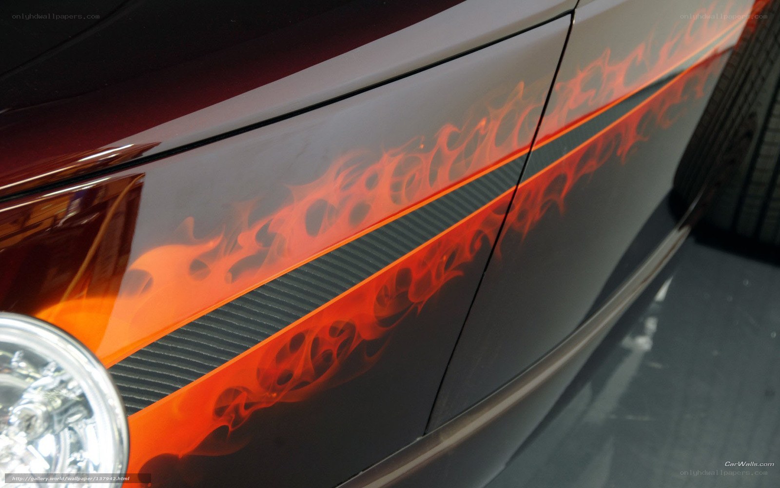 flame decal on car side