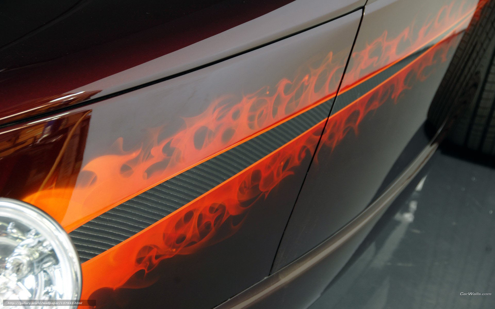flame decal on car side