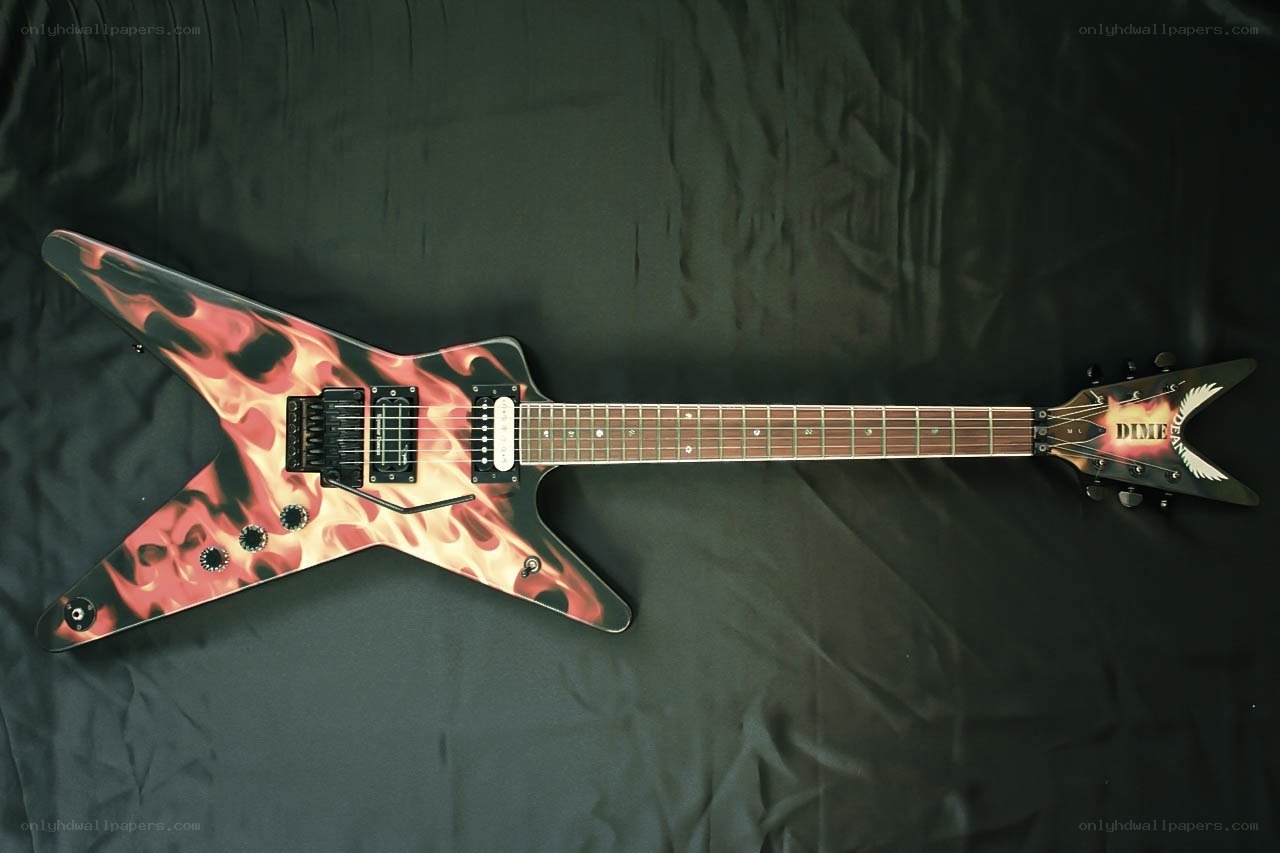 flame-decorated electric guitar